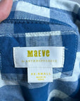 Anthropologie Maeve 100% Cotton Blue White Checkered Button Down Top
