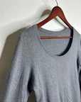 Eileen Fisher 100% Organic Cotton Gray Scoop Neck Long Sleeve T - Shirt Top