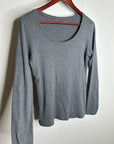 Eileen Fisher 100% Organic Cotton Gray Scoop Neck Long Sleeve T - Shirt Top
