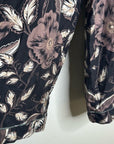 Unsubscribed 100% Silk Black Floral Pajama Set Cropped Top Wide Leg Pant
