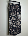 Unsubscribed 100% Silk Black Floral Pajama Set Cropped Top Wide Leg Pant