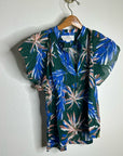 Trovata Birds of Paradis Cotton Ramie Short Sleeve Lightweight Blouse Top