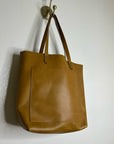 Madewell 100% Leather Tan Transport Tote Bag Front Pocket