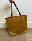 Madewell 100% Leather Tan Transport Tote Bag Front Pocket