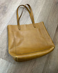 Madewell 100% Leather Tan Transport Tote Bag Front Pocket
