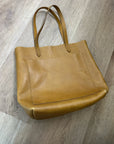 Madewell 100% Leather Tan Transport Tote Bag Front Pocket