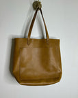 Madewell 100% Leather Tan Transport Tote Bag Front Pocket