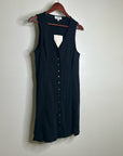 Nation LA 100% Cotton Black Gold Button V - Neck Button Down Mini Dress