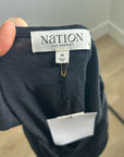 Nation LA 100% Cotton Black Gold Button V - Neck Button Down Mini Dress
