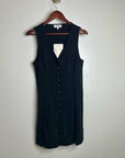 Nation LA 100% Cotton Black Gold Button V - Neck Button Down Mini Dress