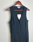 Nation LA 100% Cotton Black Gold Button V - Neck Button Down Mini Dress