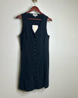 Nation LA 100% Cotton Black Gold Button V - Neck Button Down Mini Dress
