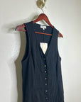 Nation LA 100% Cotton Black Gold Button V - Neck Button Down Mini Dress