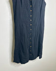Nation LA 100% Cotton Black Gold Button V - Neck Button Down Mini Dress