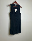 Nation LA 100% Cotton Black Gold Button V - Neck Button Down Mini Dress