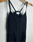 MATE The Label 100% Linen Button Down Tank Jumpsuit in Black
