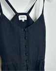 MATE The Label 100% Linen Button Down Tank Jumpsuit in Black