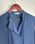 VINCE 100% Silk Peacock Blue Sleeveless Lightweight Tie Front Blouse