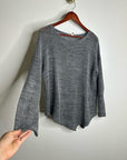 Eileen Fisher 100% Cotton Open Knit Gray Lightweight Handerchief Sweater