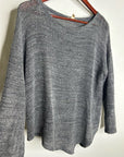 Eileen Fisher 100% Cotton Open Knit Gray Lightweight Handerchief Sweater