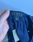 J. Crew 100% Cotton Navy Blue Scoop Neck Short Sleeve Button Down Blouse
