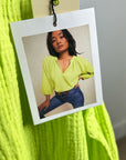 Nation LA 100% Cotton Gauze Bright Green Peasant Style Mimi Blouse