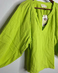 Nation LA 100% Cotton Gauze Bright Green Peasant Style Mimi Blouse