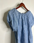 Sanctuary 100% Linen Blue Scoop Neck Babydoll Style Button Down Blouse