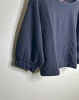 Nation LA 100% Cotton Slouchy Sleeve Boat Neck Gray Terry Cloth Sweatshirt