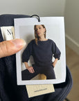 Nation LA 100% Cotton Slouchy Sleeve Boat Neck Gray Terry Cloth Sweatshirt