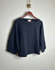 Nation LA 100% Cotton Slouchy Sleeve Boat Neck Gray Terry Cloth Sweatshirt