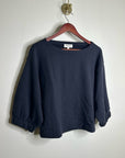 Nation LA 100% Cotton Slouchy Sleeve Boat Neck Gray Terry Cloth Sweatshirt