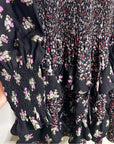 Rebecca Taylor 100% Silk Floral Smocked Long Sleeve Dress