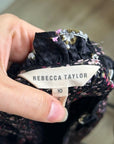 Rebecca Taylor 100% Silk Floral Smocked Long Sleeve Dress