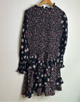Rebecca Taylor 100% Silk Floral Smocked Long Sleeve Dress