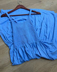 Nation LA 100% Cotton Penelope Smocked Midi Dress in Blue Laguna