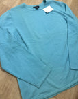 Land's End 100% Cashmere Teal Blue Crew Neck Knit Sweater