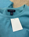 Land's End 100% Cashmere Teal Blue Crew Neck Knit Sweater