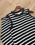 The GREAT. 100% Cotton Jersey Striped Sleeveless Knotted Tank Maxi Dress