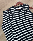 The GREAT. 100% Cotton Jersey Striped Sleeveless Knotted Tank Maxi Dress