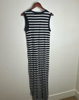 The GREAT. 100% Cotton Jersey Striped Sleeveless Knotted Tank Maxi Dress