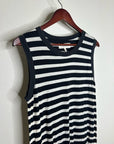 The GREAT. 100% Cotton Jersey Striped Sleeveless Knotted Tank Maxi Dress