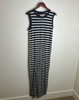The GREAT. 100% Cotton Jersey Striped Sleeveless Knotted Tank Maxi Dress