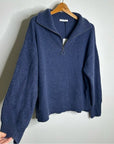 Unsubscribed 100% Cashmere Quarter Zip Sweater in Classic Navy