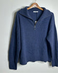 Unsubscribed 100% Cashmere Quarter Zip Sweater in Classic Navy
