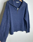 Unsubscribed 100% Cashmere Quarter Zip Sweater in Classic Navy