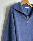 Unsubscribed 100% Cashmere Quarter Zip Sweater in Classic Navy