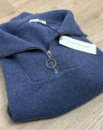 Unsubscribed 100% Cashmere Quarter Zip Sweater in Classic Navy