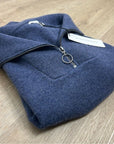 Unsubscribed 100% Cashmere Quarter Zip Sweater in Classic Navy