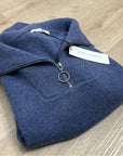 Unsubscribed 100% Cashmere Quarter Zip Sweater in Classic Navy